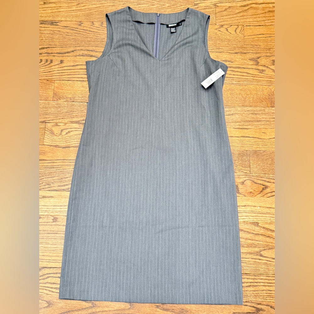 DKNY Gray Pinstripe Sheath Dress Size 16 NWT Career Workwear